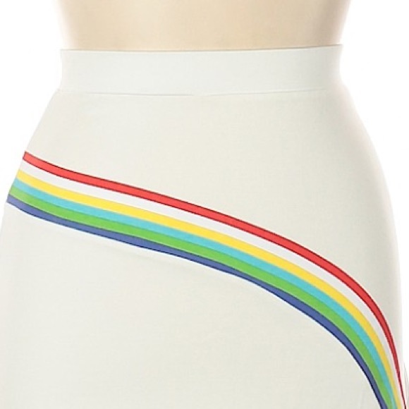 PC Teen White Rainbow Stripe Skirt SZ 16 - Picture 2 of 7